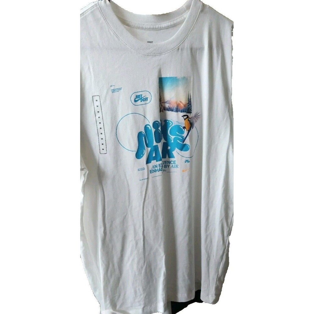 Nike Bubble Air T-Shirt Mens Medium Short Sleeve Crew Neck Graphic Swoosh White